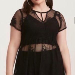 Black Lace Hi-Lo Tunic